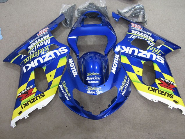 Suzuki GSXR 600 K1 K2 K3 2001-2003 Verkleidungen - Blau Gelb Telefonia Movistar Verkauf