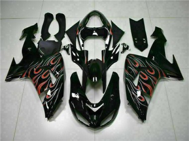 Kawasaki ZX10R 2006-2007 Verkleidung - Schwarz rote Flamme Verkauf