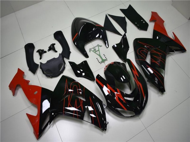 Kawasaki ZX10R 2006-2007 Verkleidungen - Schwarz Rot Verkauf