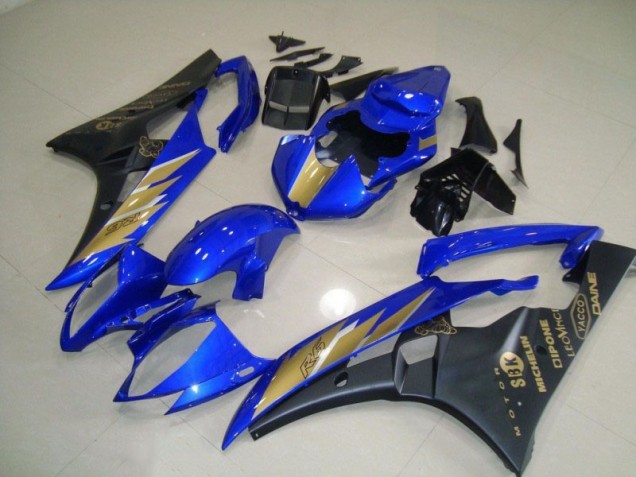 Yamaha R6 2006-2007 Verkleidung - Schwarz Blau mit Gold Aufkleber Verkauf