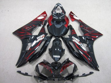 Yamaha R6 2006-2007 Verkleidung - Schwarz rote Flamme Verkauf