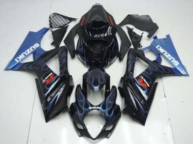 Suzuki GSXR 1000 K7 2007-2008 Verkleidungen - Schwarze Blau Flamme Verkauf