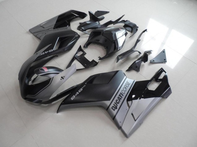 Ducati 848 1098 1198 2007-2014 Verkleidungen - Matt Schwarzer Silber OEM Stil Verkauf