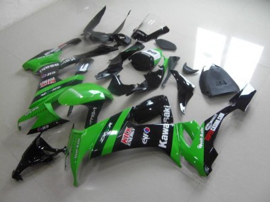 Kawasaki ZX10R 2008-2010 Verkleidungen - Grün Schwarzer Kick Verkauf